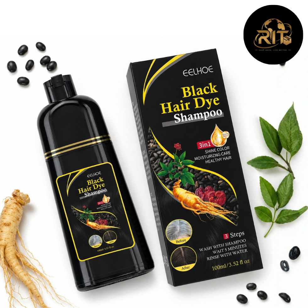 Black Hair Dye Shampoo – 3-in-1 Hair Color & Shine Care 100ml | RIT Store
