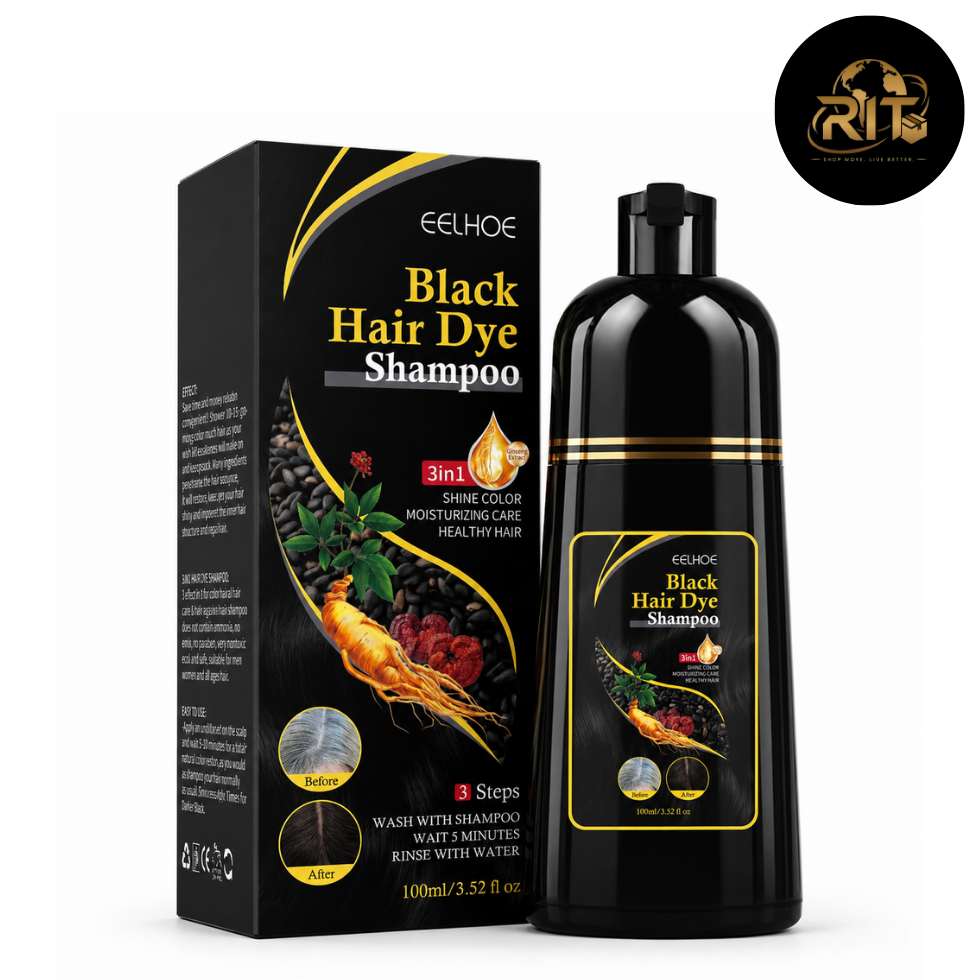 Black Hair Dye Shampoo – 3-in-1 Hair Color & Shine Care 100ml | RIT Store