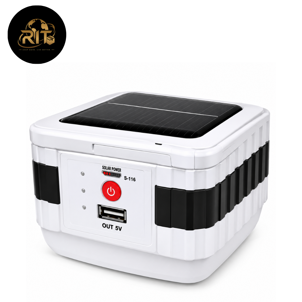 RIT Store S-116 portable solar power bank with built-in solar panel