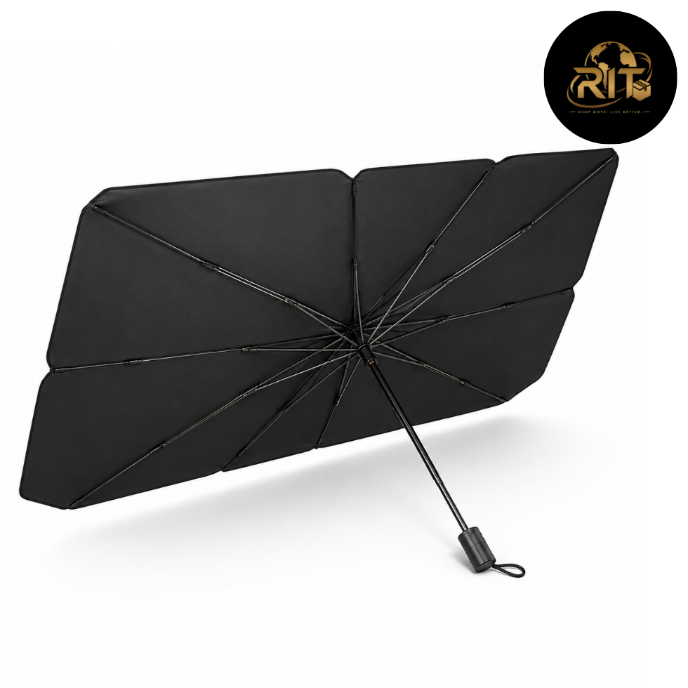 RIT Store black portable umbrella with folding design