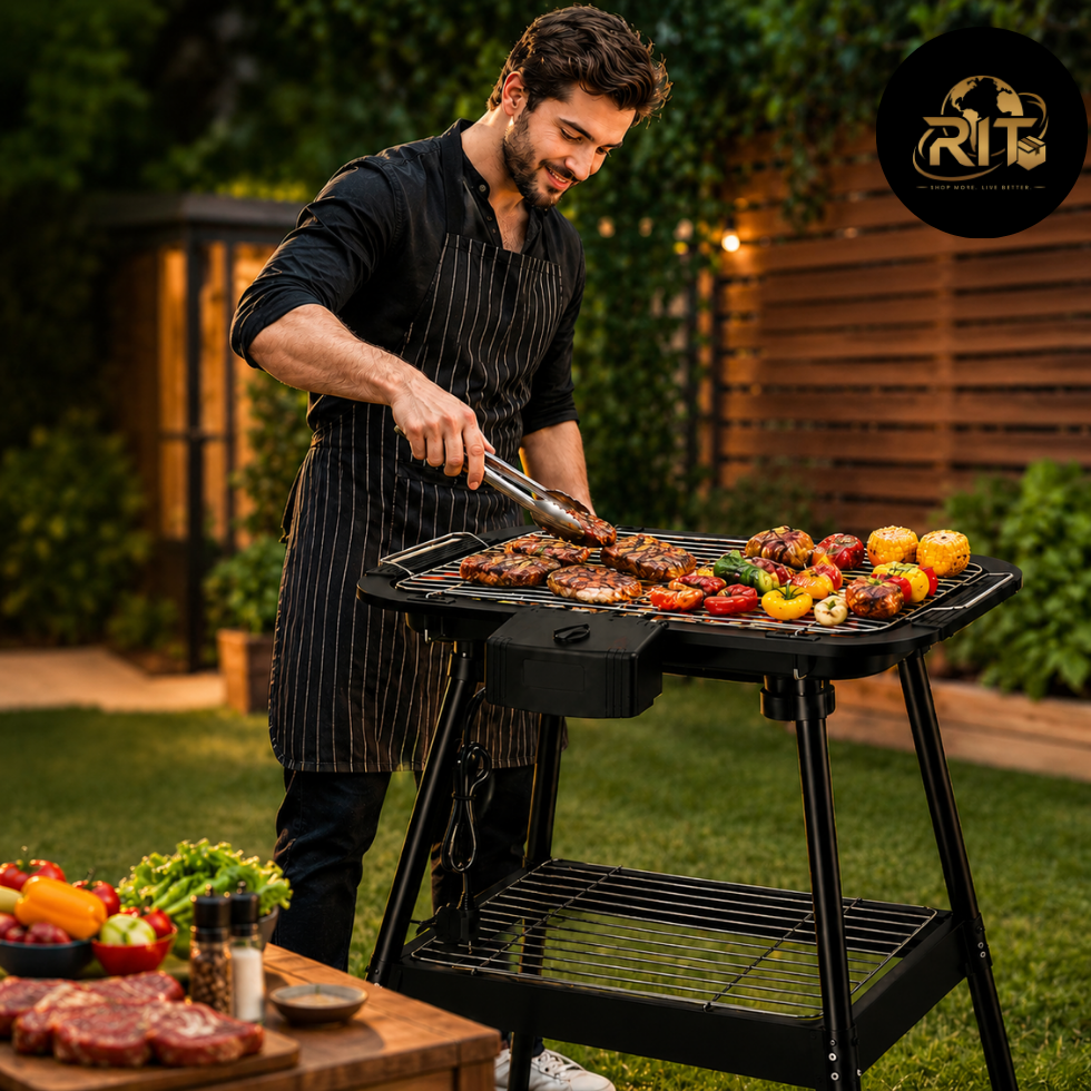 RIT Store electric BBQ grill with stand for home and outdoor grilling