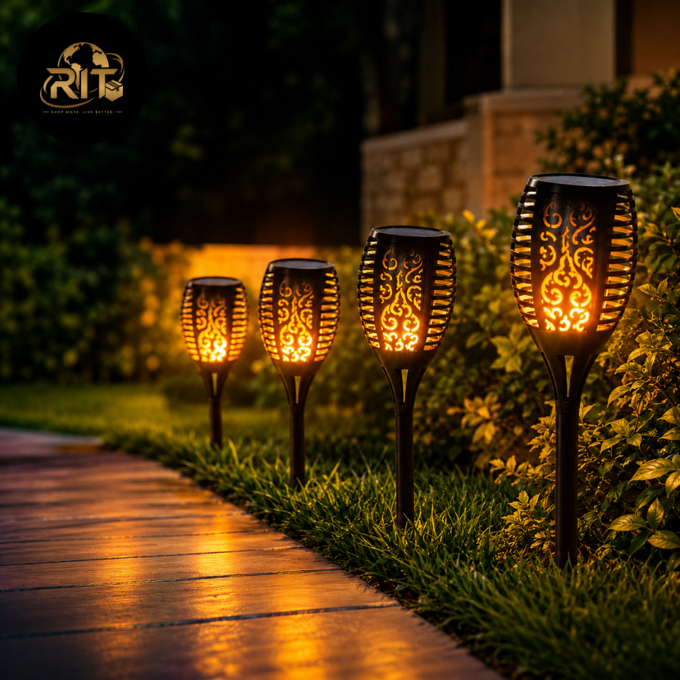 RIT Store solar flame garden lights 4-piece set