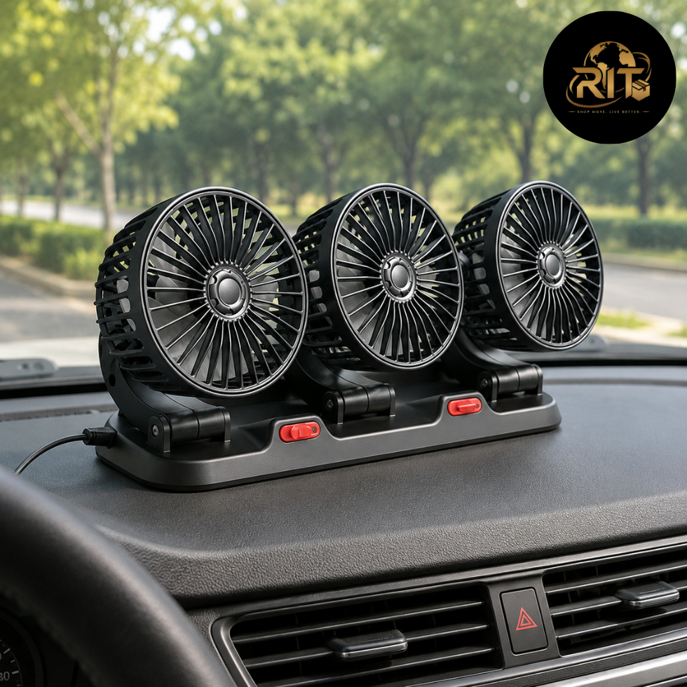 RIT Store three-head USB desk fan with compact design