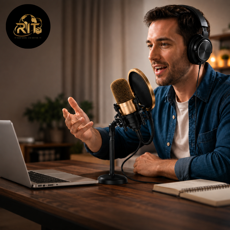 Studio condenser microphone with adjustable pop filter